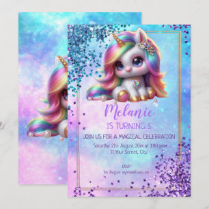 Unicorn Birthday Party Girl Invitation