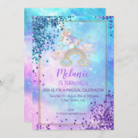 Unicorn Birthday Party Girl Invitation