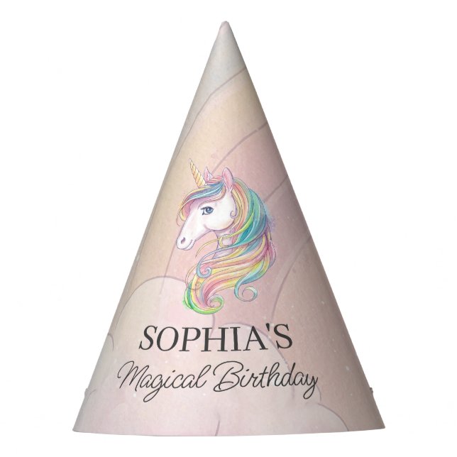 Unicorn birthday party hat (Front)