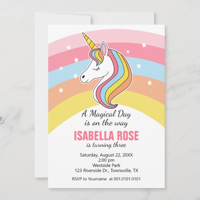 Unicorn Birthday Party Invitation (Front)