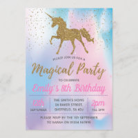 Unicorn birthday party invitation