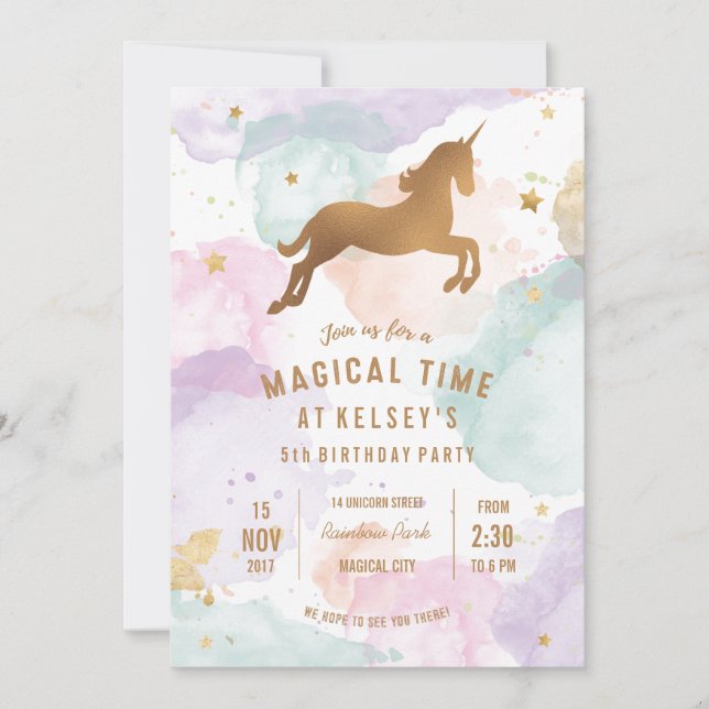 Unicorn Birthday Party Invitation (Front)