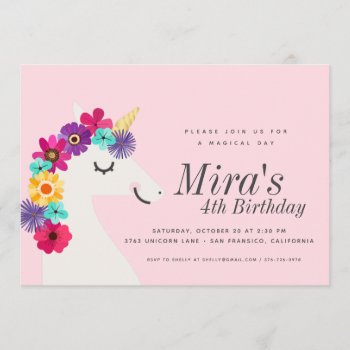 Unicorn Birthday Party Invitation by OakStreetPress at Zazzle