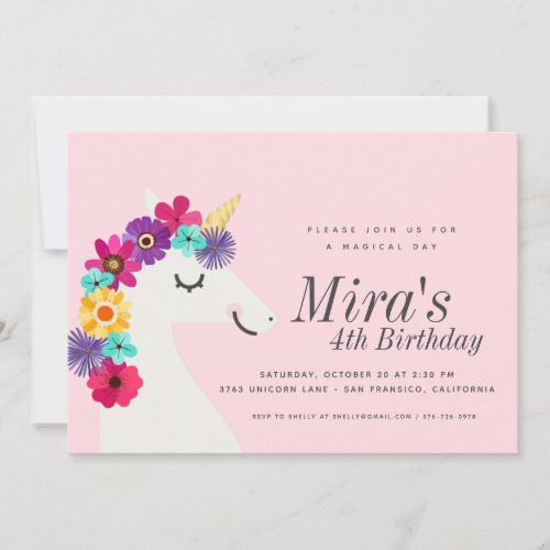 Unicorn Birthday Party Invitation