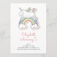 Unicorn. Birthday party invitation. Baby girl Invitation