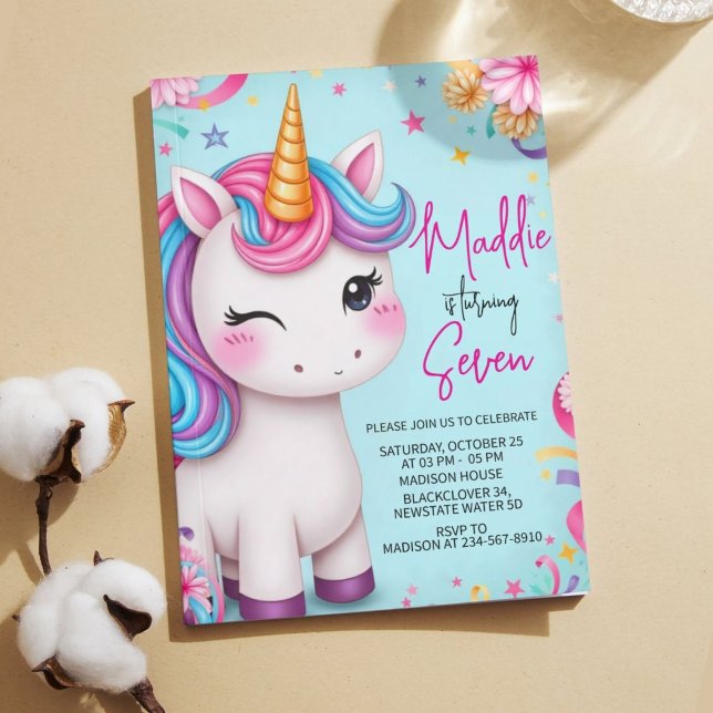Unicorn Birthday Party Invitation Template (Unicorn Birthday Party Invitation )