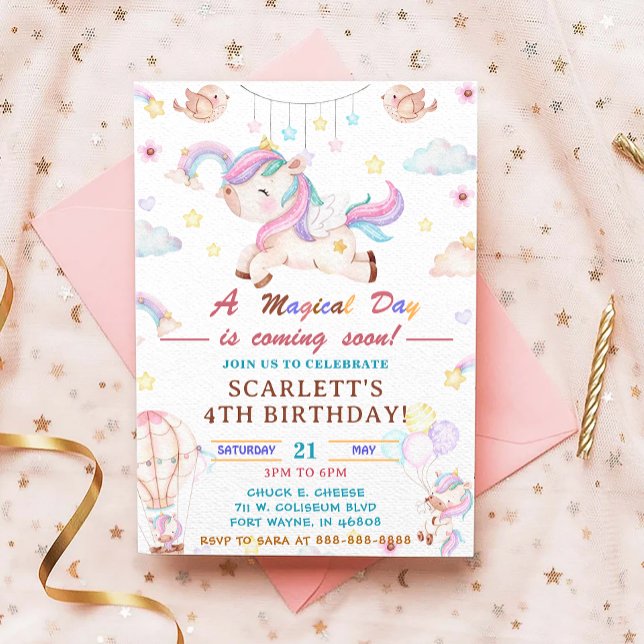 Unicorn Birthday Party Invitation, Unicorn Party Invitation (Creator Uploaded)