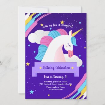 Unicorn Birthday Party Invitations by PixiePrints at Zazzle