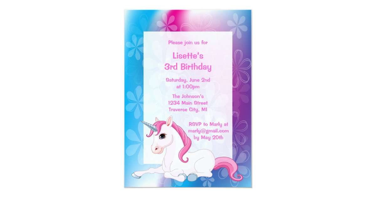 Unicorn Birthday Party Invitations | Zazzle.com
