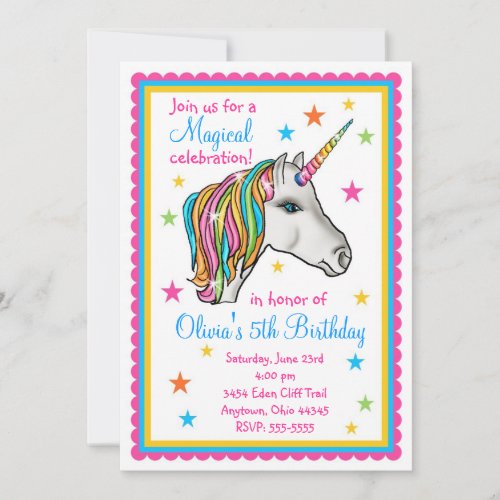 Unicorn Birthday Party Invitations