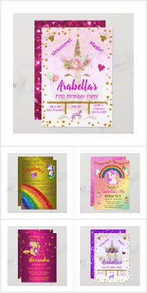 Unicorn Birthday Party Invitations