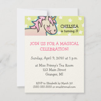 Unicorn Birthday Party Invitations 4.25 in