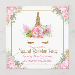 Unicorn Birthday Party Invitations Unicorn Face