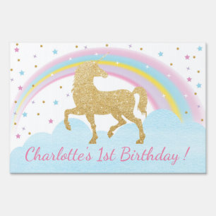 Unicorn Birthday Party Lawn Sign Back Drop