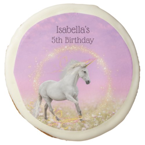 Unicorn Birthday Party Name and Age Template Sugar Cookie