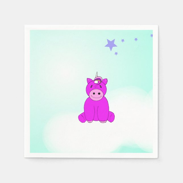 Unicorn Birthday Party Napkins (Front)