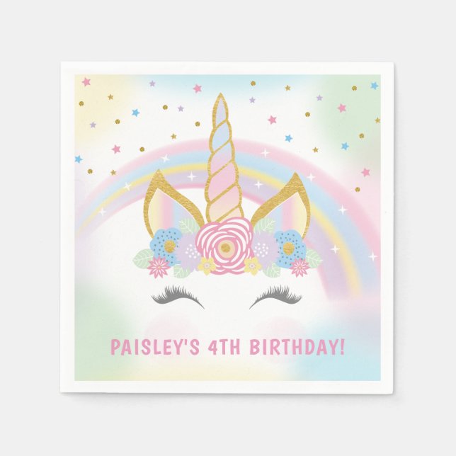 Unicorn Birthday Party Napkins (Front)