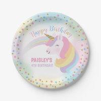 Unicorn Birthday Party Paper Plates