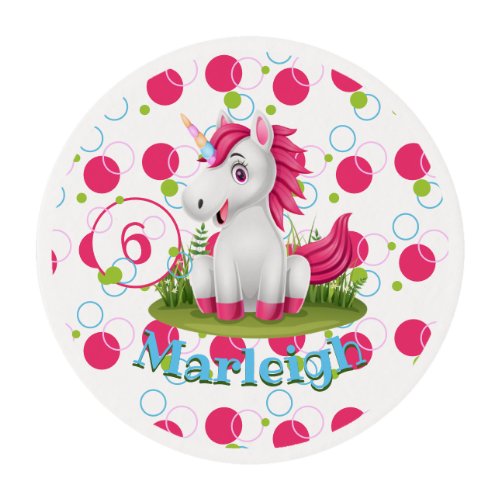 Unicorn Birthday Party Personalized Edible Frosting Rounds