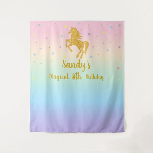 Unicorn Birthday Party Photo Backdrop (Front)
