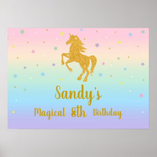 Unicorn Birthday Party Photo Backdrop Poster