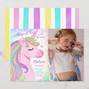 Unicorn Birthday Party Photo Invitation