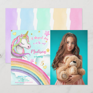 Unicorn Birthday Party Photo Invitation
