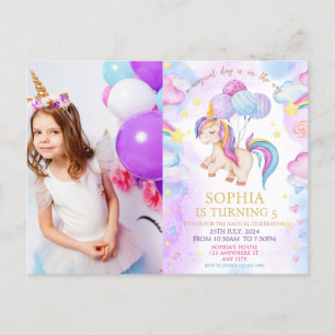 Unicorn Birthday Party Photo Postcard