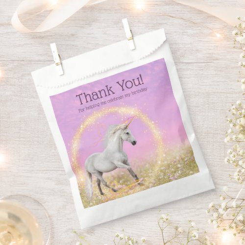 Unicorn Birthday Party Pink and Lavender Thank You Favor Bag