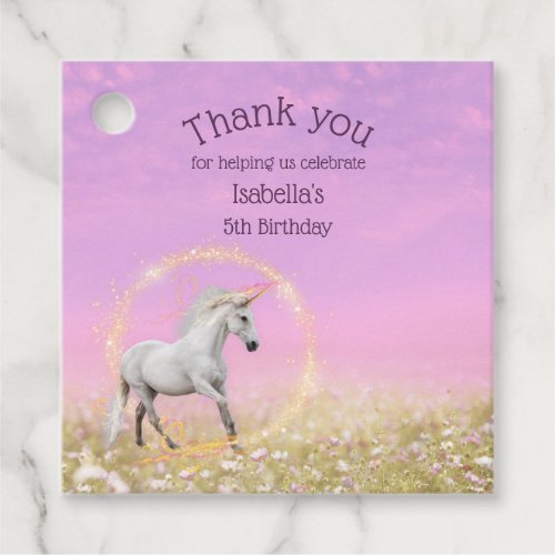 Unicorn Birthday Party Pink and Lavender Thank You Favor Tags