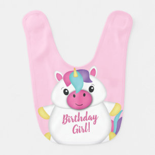 Unicorn Birthday Party Pink Baby Bib