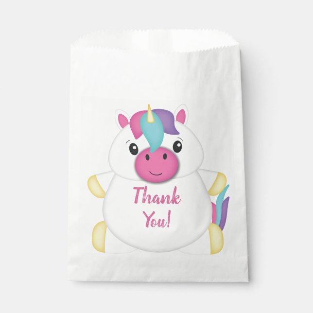 Unicorn Birthday Party Pink Favor Bag (Front)