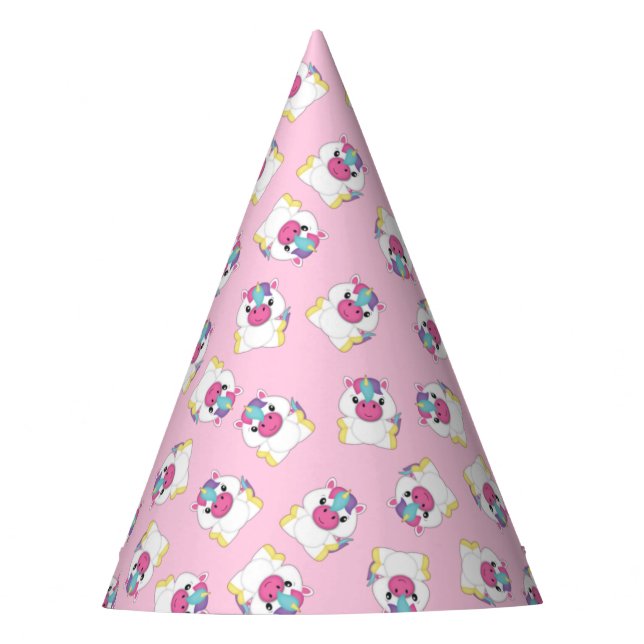 Unicorn Birthday Party Pink Party Hat (Front)