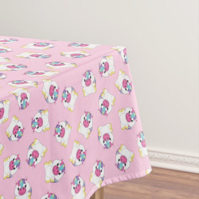 Unicorn Birthday Party Pink Tablecloth (In Situ)