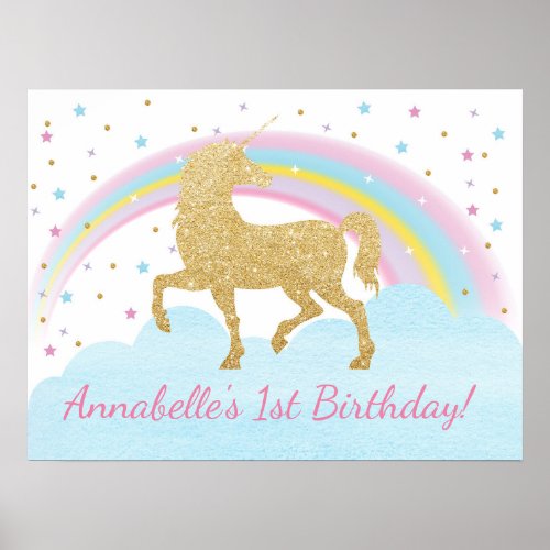 Unicorn Birthday Party Poster Backdrop