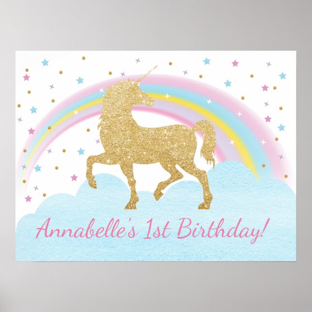 Unicorn Birthday Party Poster Backdrop (Front)