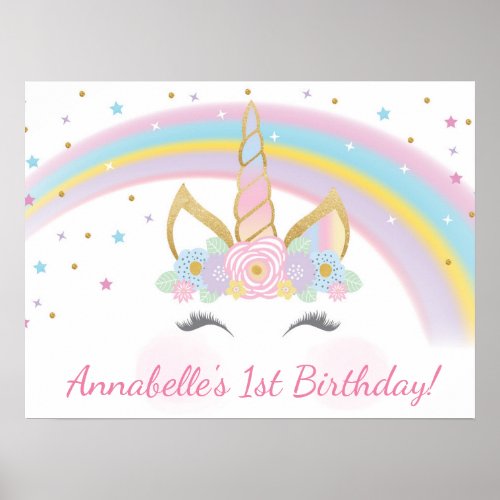 Unicorn Birthday Party Poster Backdrop