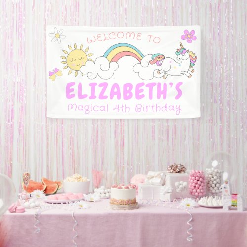 Unicorn Birthday Party Rainbow Banner