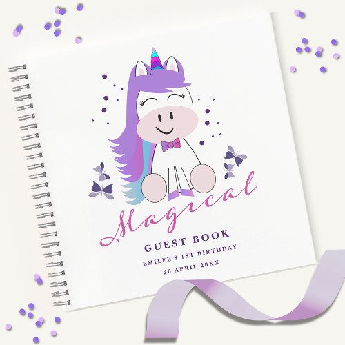 Unicorn Birthday Party Rainbow Colors Guest Book