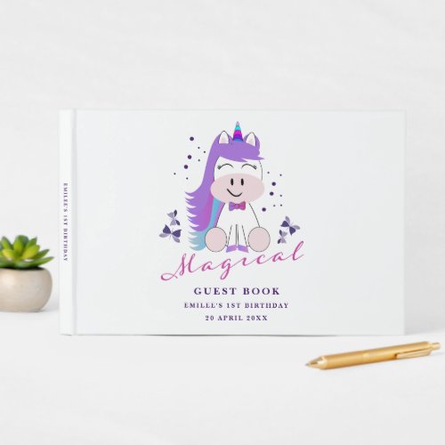 Unicorn Birthday Party Rainbow Colors Guest Book