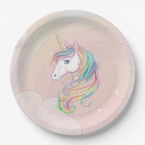 Unicorn birthday party rainbow party decor paper plates