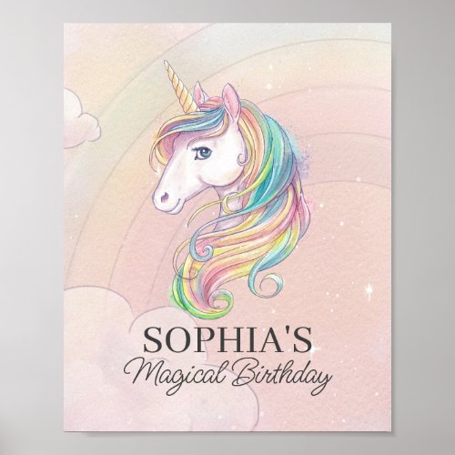 Unicorn birthday party rainbow party sign