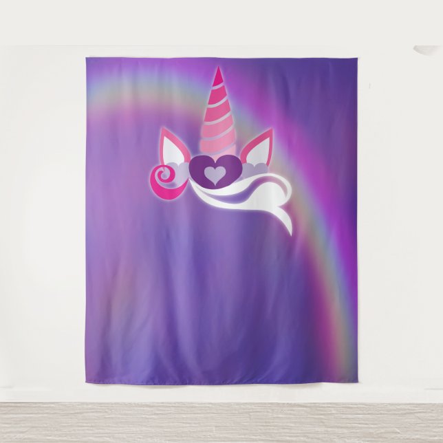 Unicorn Birthday Party Rainbow Photo Backdrop (Front)