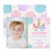 Unicorn Birthday Party Thank You Cards with Photo 
