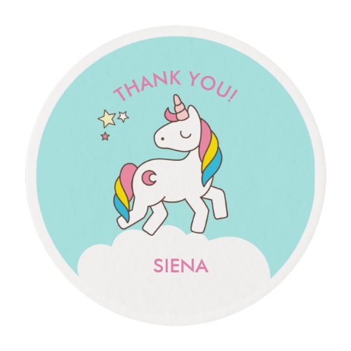 Unicorn Birthday Party Thank You Edible Frosting Rounds