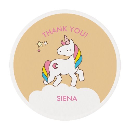 Unicorn Birthday Party Thank You Edible Frosting Rounds