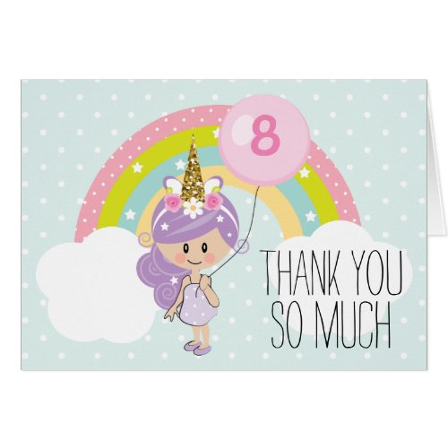 Unicorn Birthday Party Thank You Note Cards