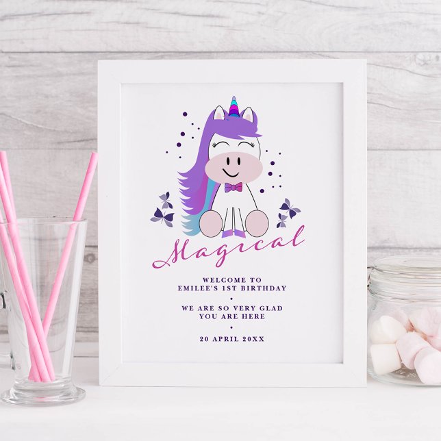Unicorn Birthday Party Welcome Sign (Creator Uploaded)