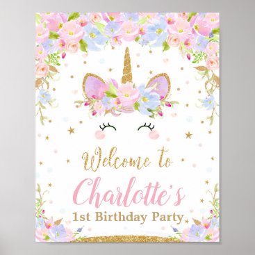 Unicorn Birthday Party Welcome Sign Poster Decor