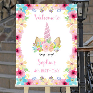 Unicorn Birthday Party Welcome Sign Poster Magical